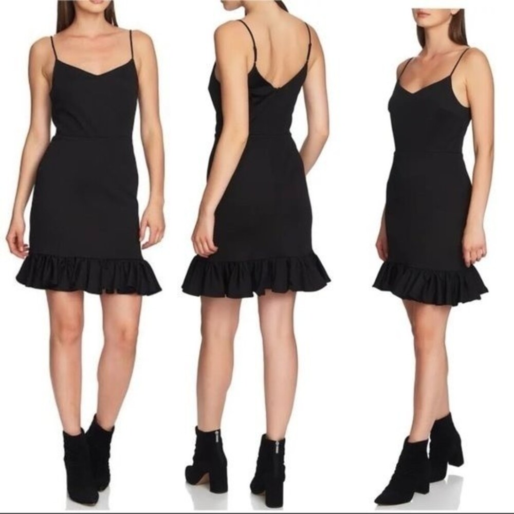 Women's Black Ruffle Hem Slip dress size 10 Whimsygoth Whimsical Casual Witchy